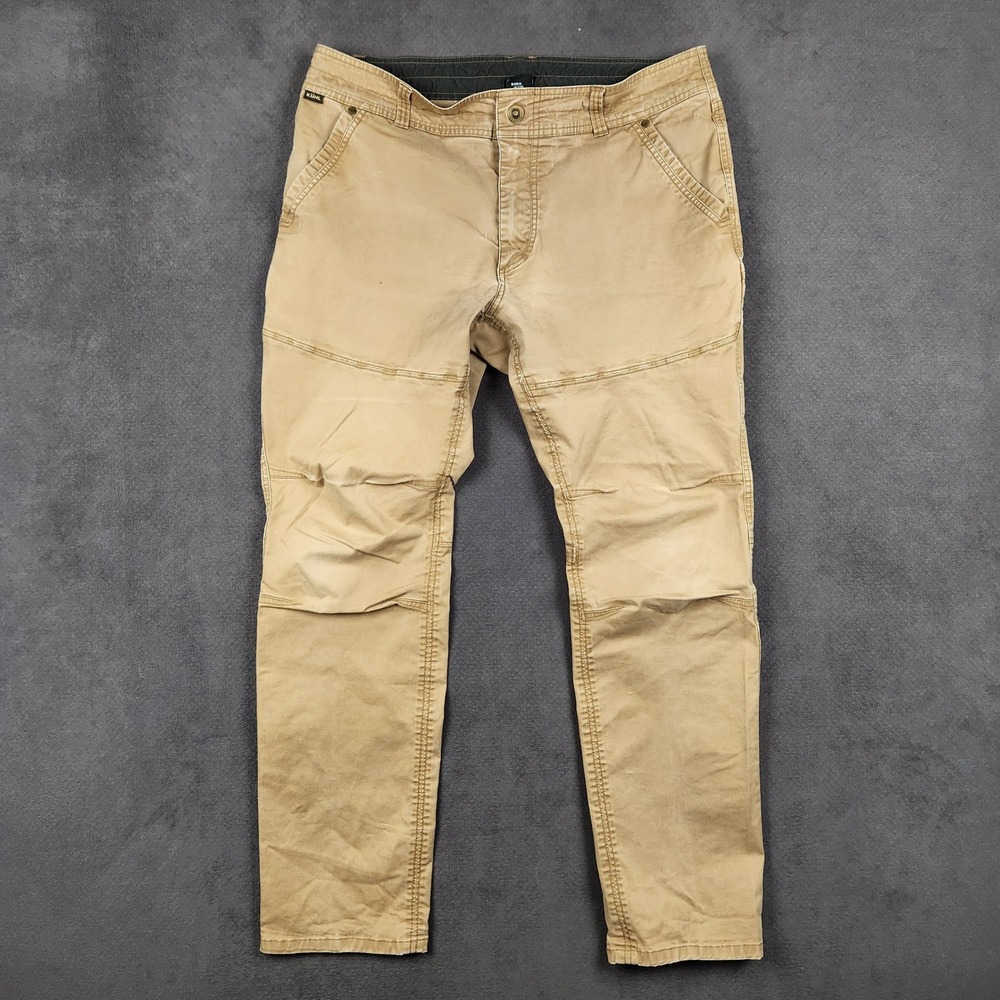 KUHL Free Generatr Pants Mens 36x32 Khaki Tan Cotton Stretch Workwear Outdoor